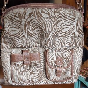 Kim Rogers Brown and Cream Patterned Women's Bag